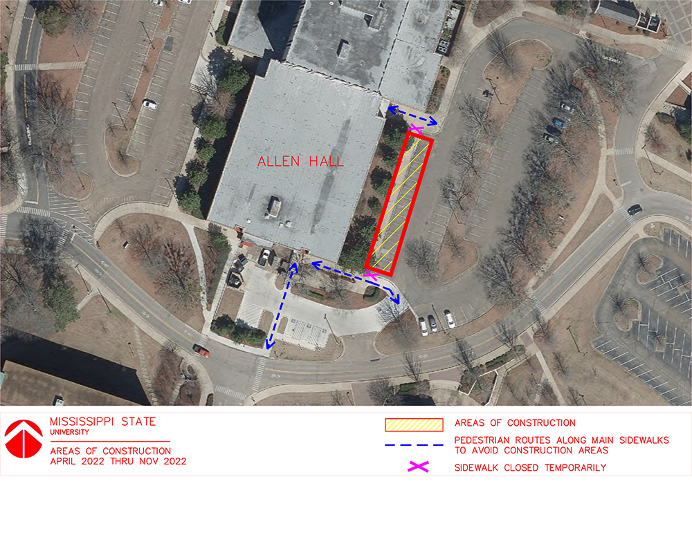 Construction impacts portion of Allen Hall’s eastern parking lot